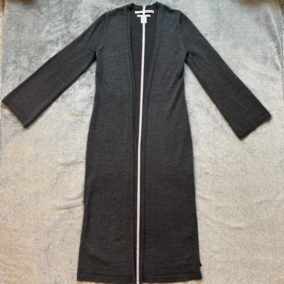 Max Studio Sweaters - Max Studio 100% Extra Fine Merino Wool Duster Cardigan - Grey/Gray XS fits S too